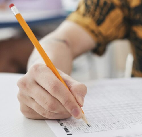 Student taking a standardized test