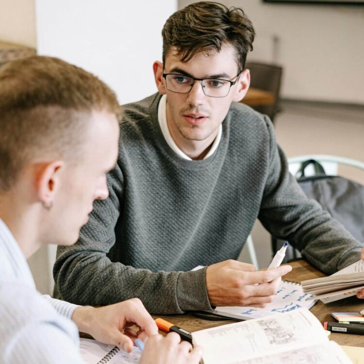 Two students talking