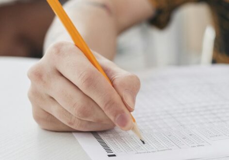 Student taking standardized test